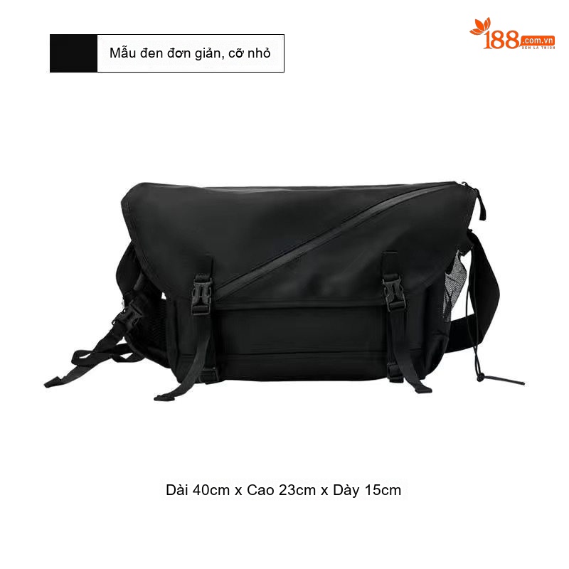 Túi Đeo Chéo Nam Vải Dệt Kiểu Nhật Bản Thời Trang Đường Phố, Túi Đựng Ipad Dung Tích Lớn Màu Đen
