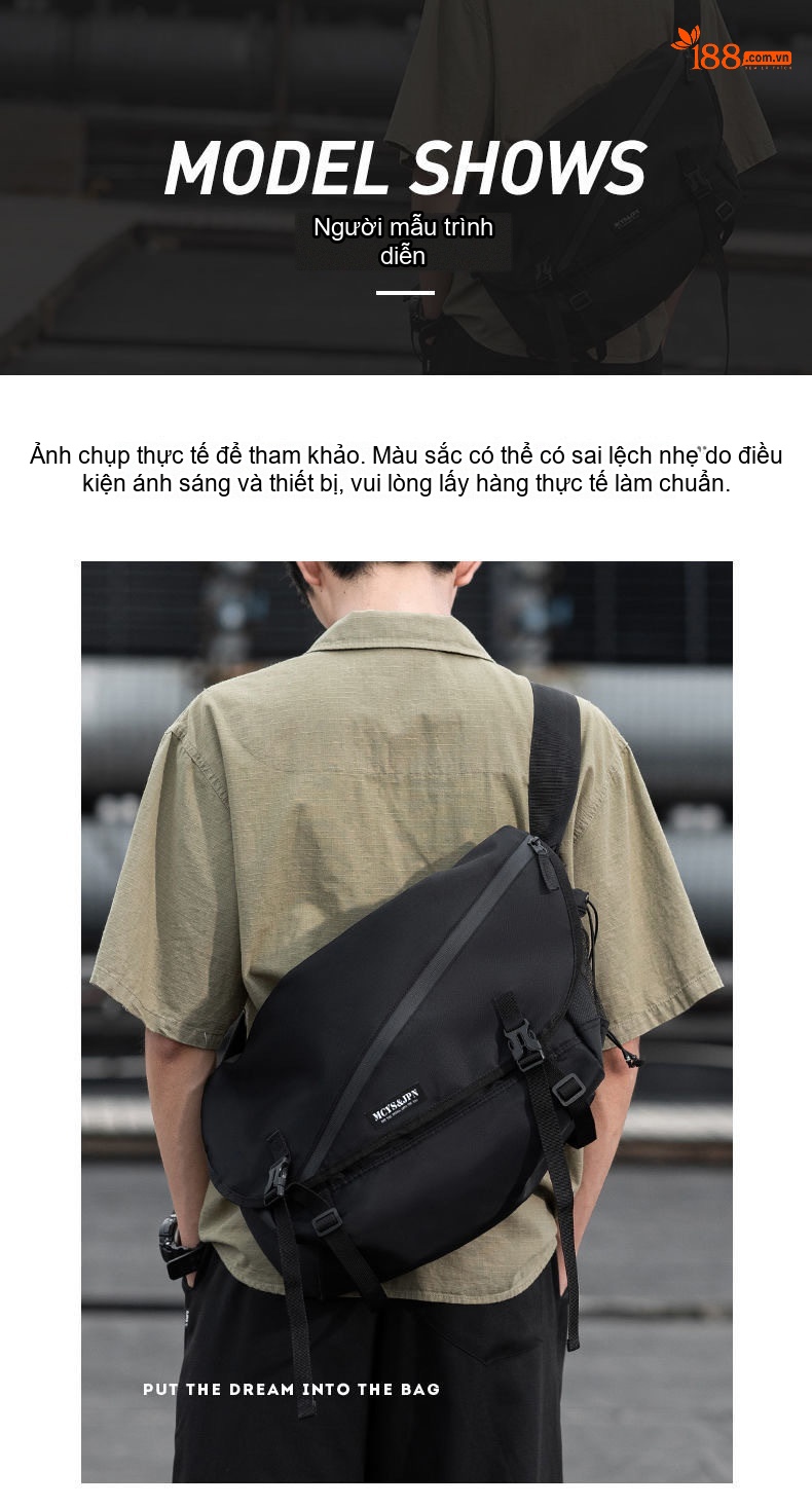 Túi Đeo Chéo Nam Vải Dệt Kiểu Nhật Bản Thời Trang Đường Phố, Túi Đựng Ipad Dung Tích Lớn Màu Đen chi tiết 19