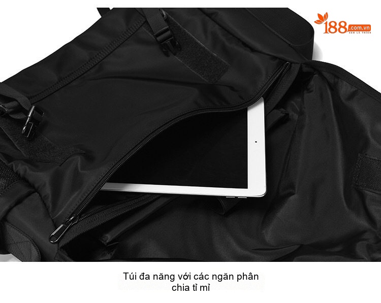 Túi Đeo Chéo Nam Vải Dệt Kiểu Nhật Bản Thời Trang Đường Phố, Túi Đựng Ipad Dung Tích Lớn Màu Đen chi tiết 25