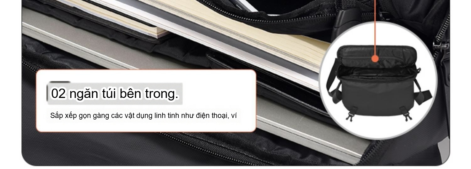 Túi Đeo Chéo Nam Vải Dù Thời Trang, Túi Đựng Ipad, Túi Messenger Đi Học Đi Làm Màu Đen chi tiết 11