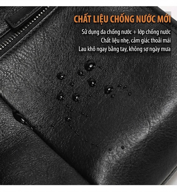 Túi Đeo Chéo/Ngực Nam Da Bò Cao Cấp Phong Cách Hàn Quốc Màu Đen chi tiết 14