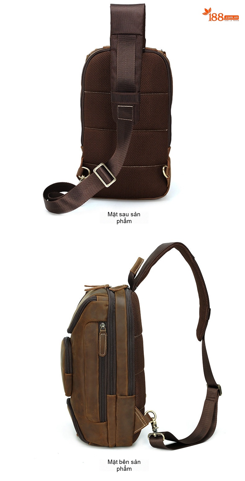 Túi Đeo Chéo Ngực Nam Da Bò Thật Phong Cách Outdoor chi tiết 6