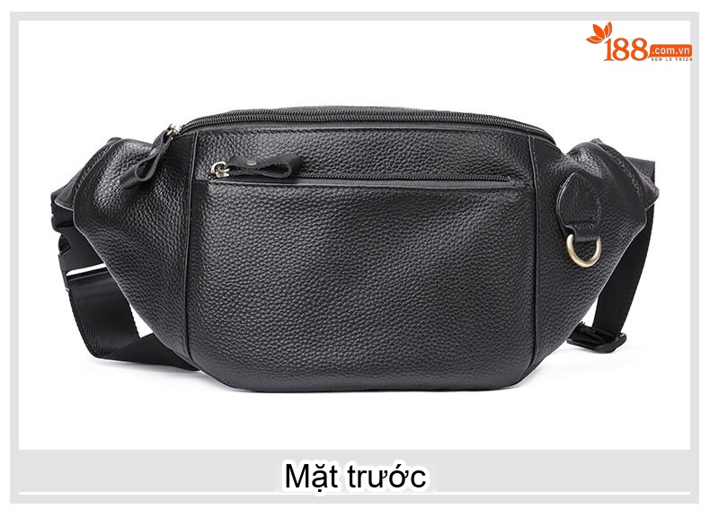 Túi Đeo Chéo Ngực Nam Da Bò Thời Trang Đựng Điện Thoại Màu Đen chi tiết 12