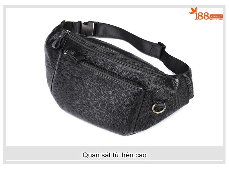 Túi Đeo Chéo Ngực Nam Da Bò Thời Trang Đựng Điện Thoại Màu Đen chi tiết 16