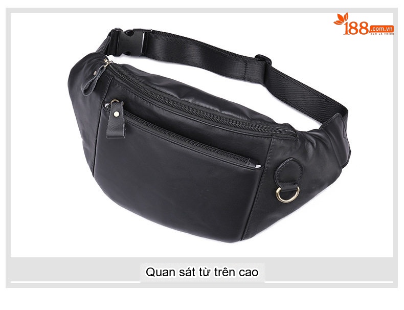 Túi Đeo Chéo Ngực Nam Da Bò Thời Trang Đựng Điện Thoại Màu Đen chi tiết 19