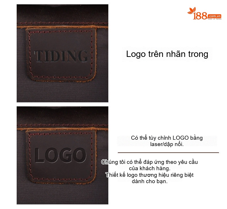 Túi Đeo Chéo Ngực Nam Da Bò Tùy Chỉnh Logo Phong Cách Chiến Thuật, Thể Thao Màu Nâu, Đen, Xanh Navy, Xanh Lá... chi tiết 3