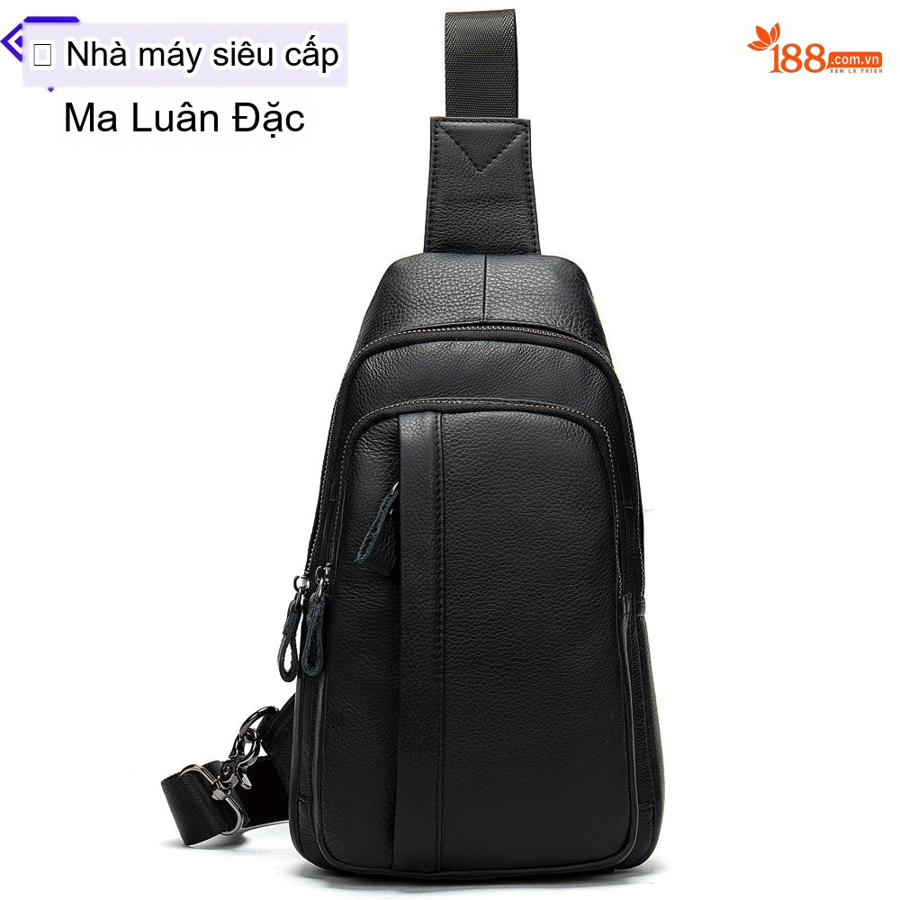 Túi Đeo Chéo Ngực Nam Da Bò Vân Litchi Phong Cách Hàn Quốc