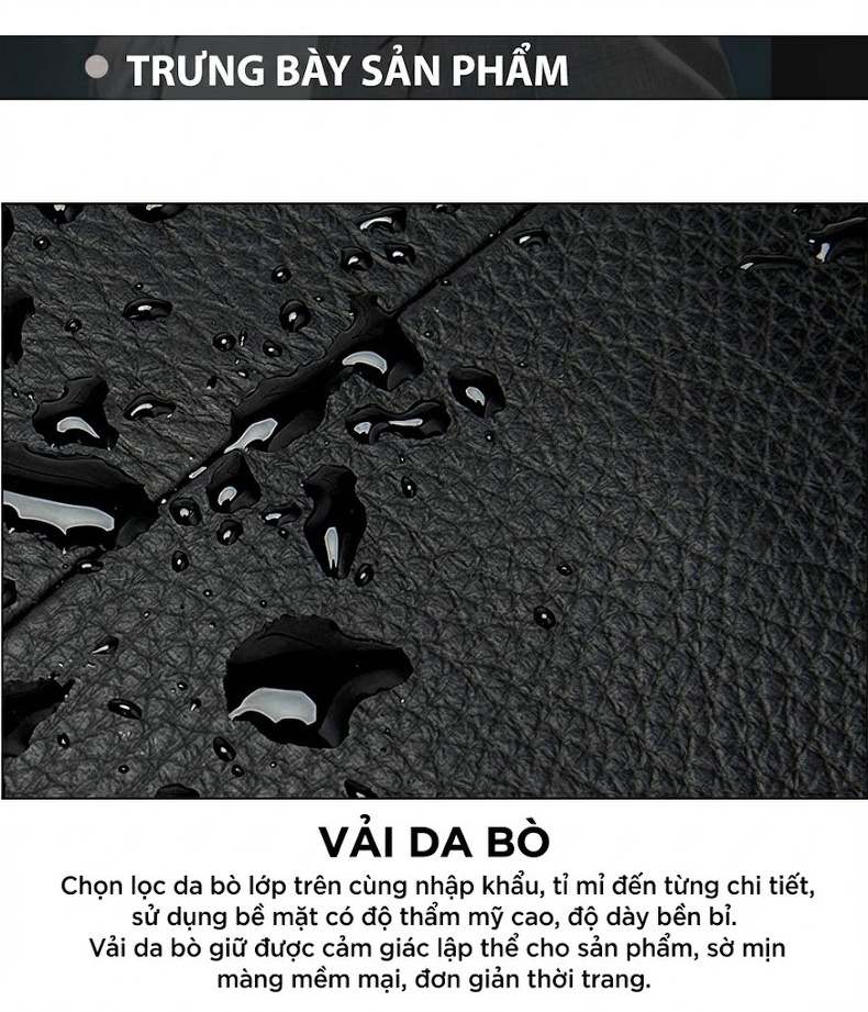 Túi Đeo Chéo Ngực Nam Da Bò Vân Litchi Phong Cách Hàn Quốc chi tiết 14