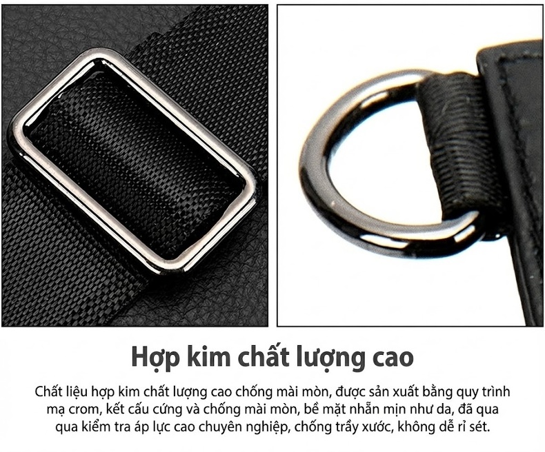 Túi Đeo Chéo Ngực Nam Da Bò Vân Litchi Phong Cách Hàn Quốc chi tiết 17