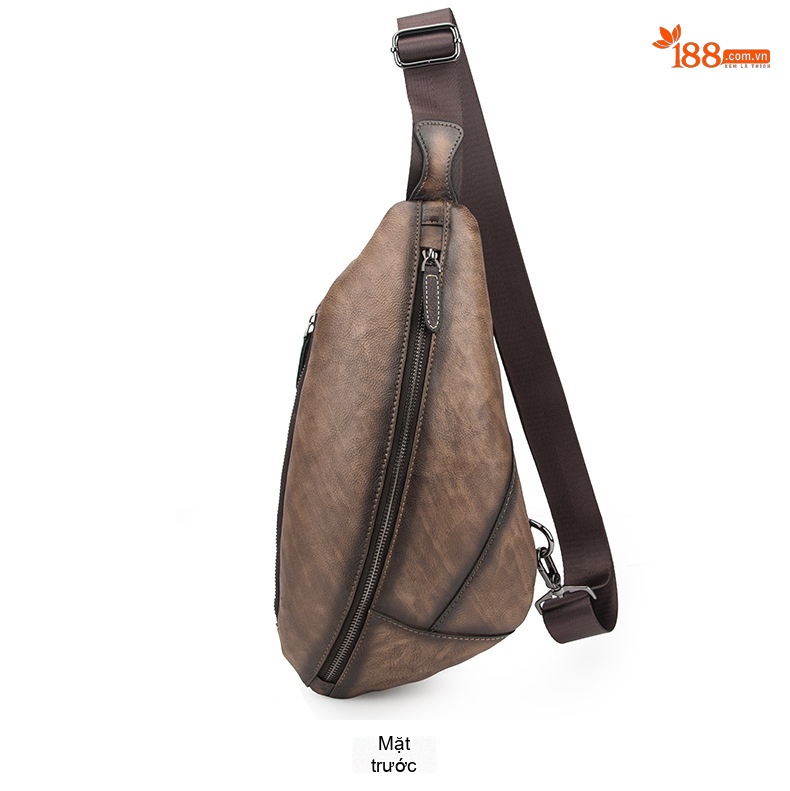 Túi Đeo Chéo Ngực Nam Da Bò Vintage Phong Cách Âu Mỹ Màu Nâu, Xanh Dương chi tiết 15