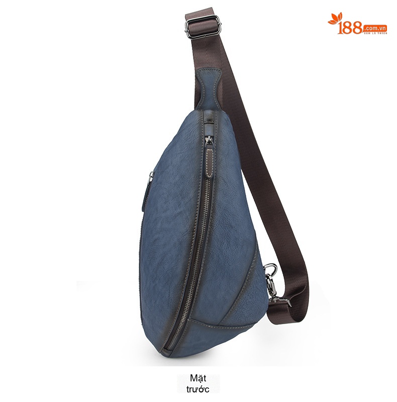 Túi Đeo Chéo Ngực Nam Da Bò Vintage Phong Cách Âu Mỹ Màu Nâu, Xanh Dương chi tiết 17