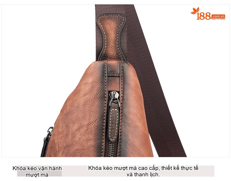 Túi Đeo Chéo Ngực Nam Da Bò Vintage Phong Cách Âu Mỹ Màu Nâu, Xanh Dương chi tiết 20