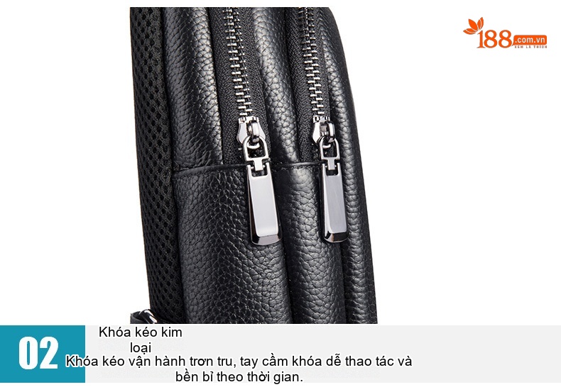 Túi Đeo Chéo Ngực Nam Da Thật Thời Trang Màu Đen, Nâu chi tiết 27