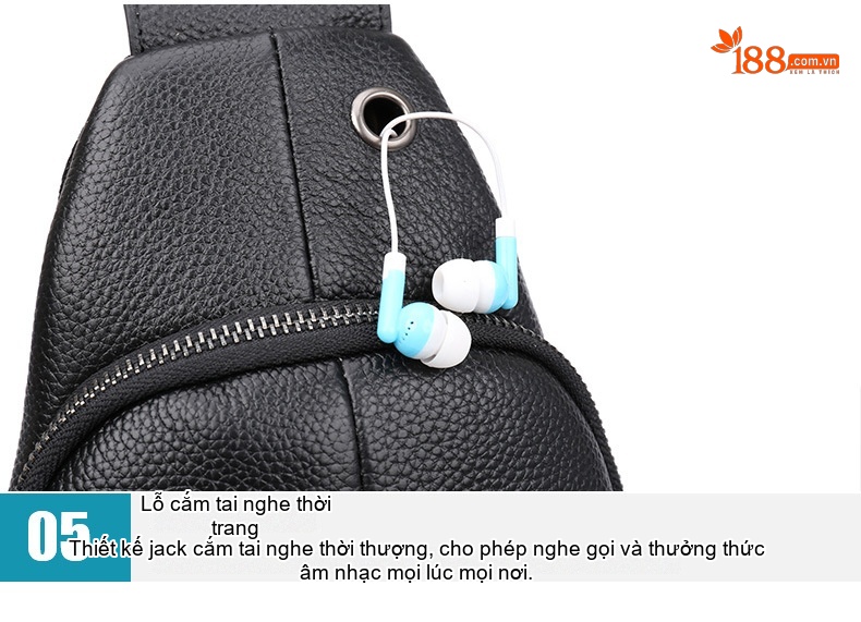 Túi Đeo Chéo Ngực Nam Da Thật Thời Trang Màu Đen, Nâu chi tiết 30