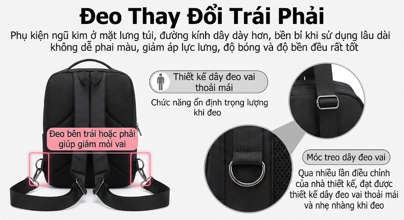 Túi Đeo Chéo Ngực Nam Da Thật Thời Trang Màu Đen, Nâu chi tiết 13