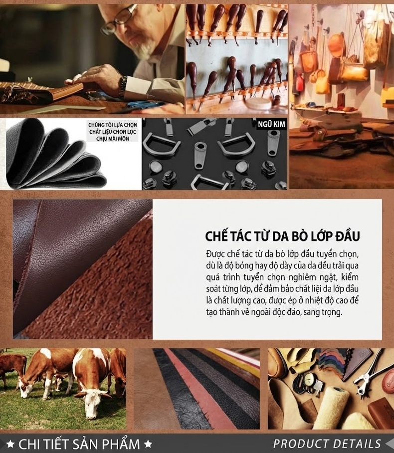 Túi Đeo Chéo Ngực Nam Nữ Da Bò Tỉ mỉ Thủ Công Đựng Ipad Màu Nâu chi tiết 3