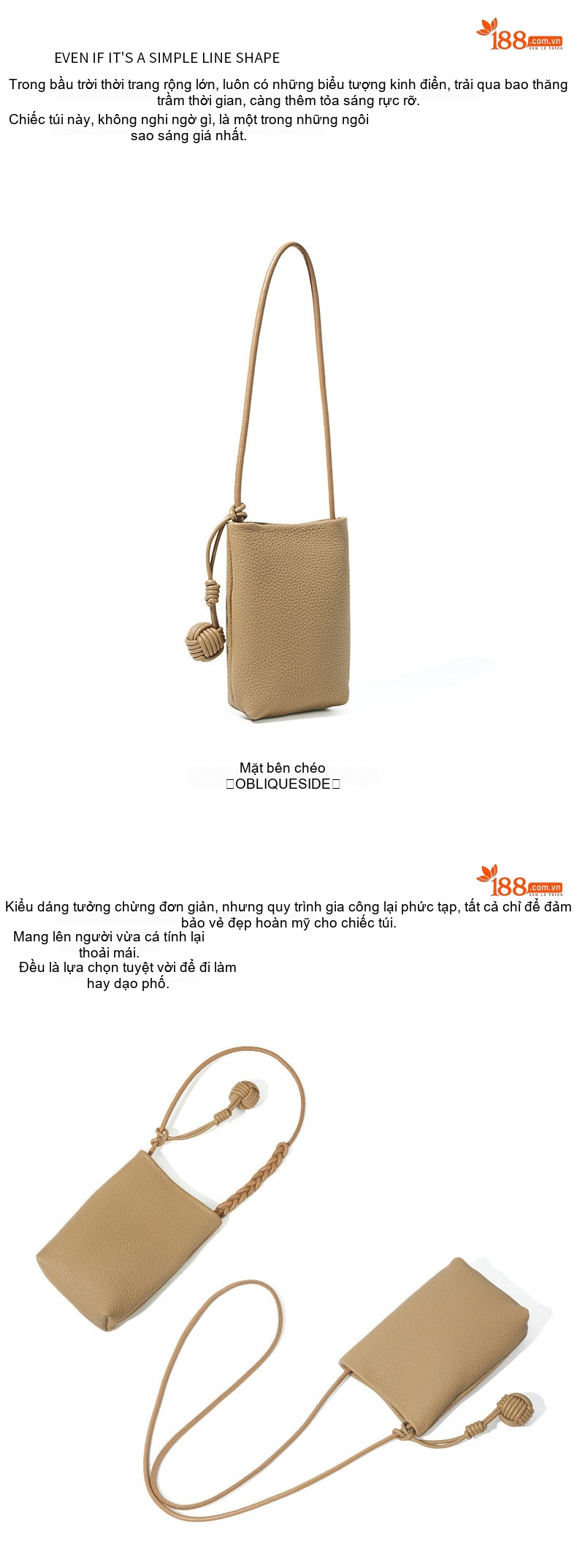 Túi Đeo Chéo Nữ Da Bề Mặt Cao Cấp Đựng Vừa Điện Thoại Màu Đỏ, Vàng, Trắng, Be... chi tiết 22