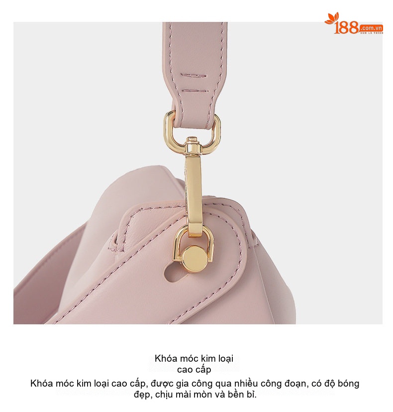 Túi Đeo Chéo Nữ Da Bò Dáng Bánh Bao Thời Trang Màu Tím, Kem, Nâu chi tiết 8