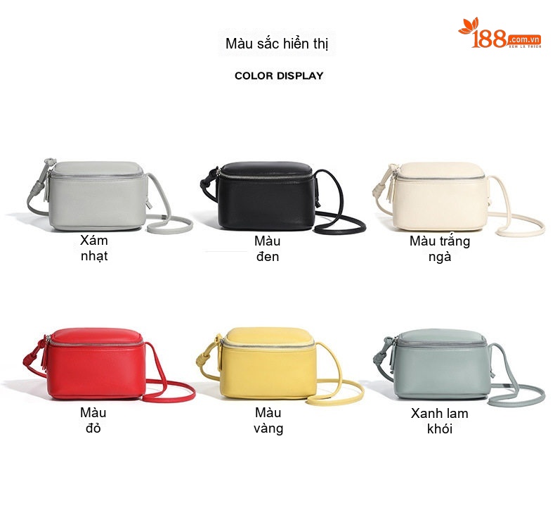 Túi Đeo Chéo Nữ Da Bò Dáng Hộp Mini Đeo Vai Phong Cách Hàn Quốc Màu Xám chi tiết 8