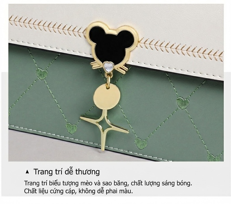 Túi Đeo Chéo Nữ Da Bò Dáng Hộp Nhỏ Quai Xích Phong Cách Hàn Quốc Màu Trắng, Xanh chi tiết 6