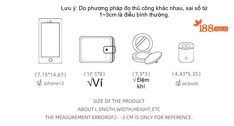 Túi Đeo Chéo Nữ Da Bò Dáng Hộp Nhỏ Quai Xích Phong Cách Hàn Quốc Màu Trắng, Xanh chi tiết 10