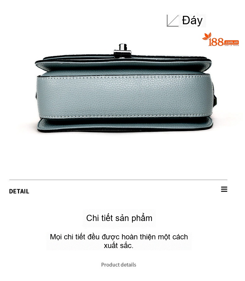 Túi Đeo Chéo Nữ Da Bò Dây Bản Rộng Phong Cách Thời Trang Màu Xanh Dương chi tiết 16