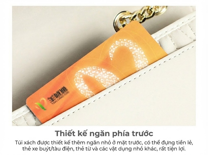 Túi Đeo Chéo Nữ Da Bò Dây Xích Quả Trám Khóa Trái Tim Màu Trắng chi tiết 15