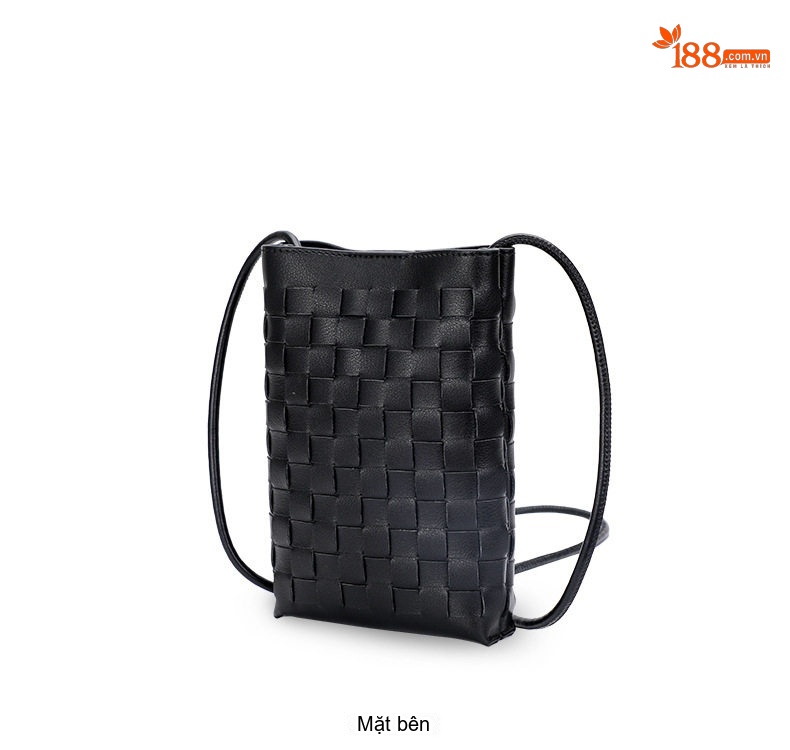 Túi Đeo Chéo Nữ Da Bò Dệt Mini Phong Cách Hàn Quốc Màu Đen chi tiết 11