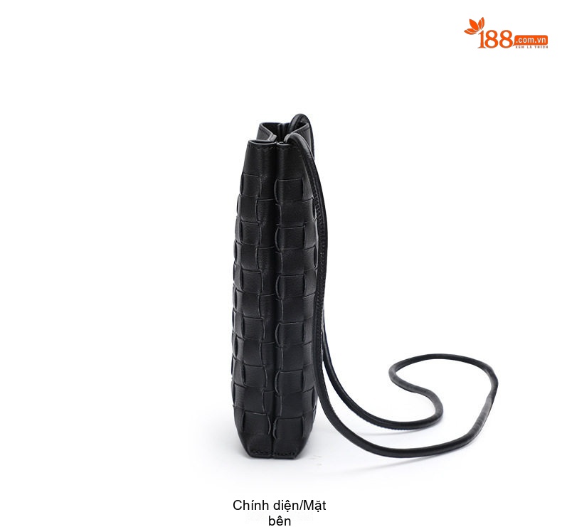 Túi Đeo Chéo Nữ Da Bò Dệt Mini Phong Cách Hàn Quốc Màu Đen chi tiết 12