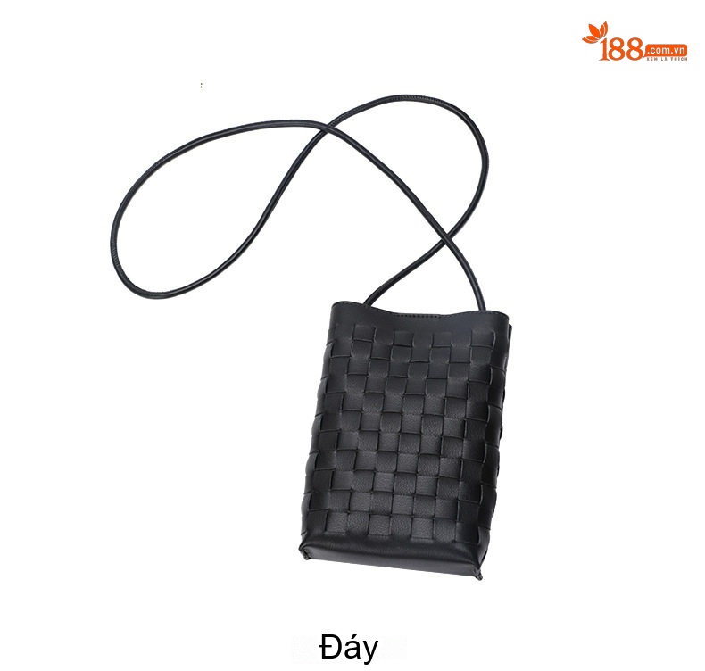 Túi Đeo Chéo Nữ Da Bò Dệt Mini Phong Cách Hàn Quốc Màu Đen chi tiết 13