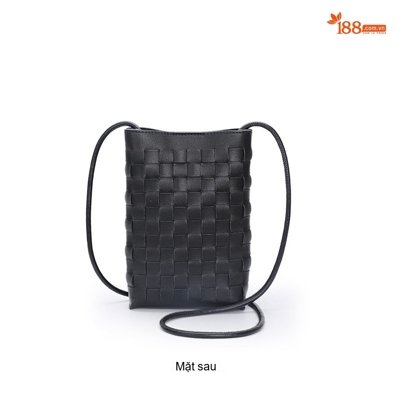 Túi Đeo Chéo Nữ Da Bò Dệt Mini Phong Cách Hàn Quốc Màu Đen chi tiết 14
