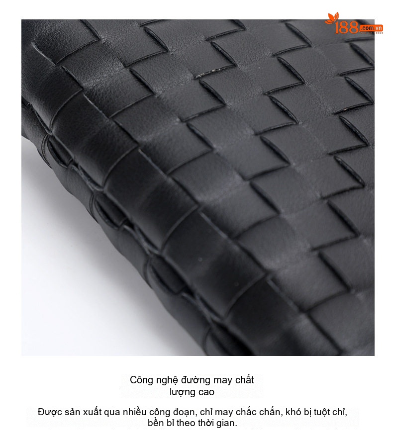 Túi Đeo Chéo Nữ Da Bò Dệt Mini Phong Cách Hàn Quốc Màu Đen chi tiết 17