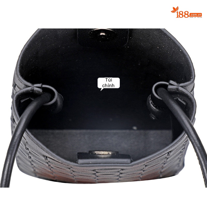 Túi Đeo Chéo Nữ Da Bò Dệt Mini Phong Cách Hàn Quốc Màu Đen