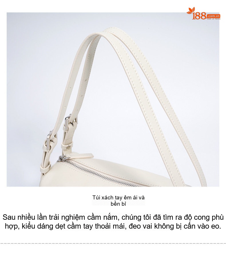 Túi Đeo Chéo Nữ Da Bò Hình Trụ Nhỏ Gọn Đựng Bút Phong Cách Công Sở Màu Trắng, Đen, Nâu chi tiết 13