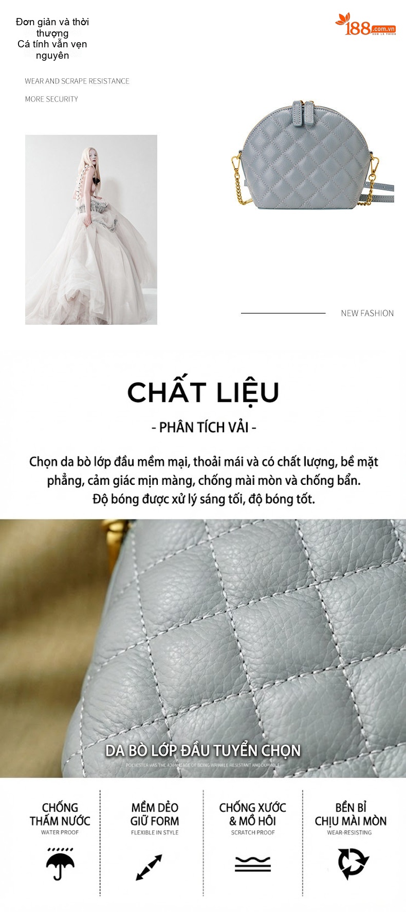 Túi Đeo Chéo Nữ Da Bò Họa Tiết Trám Quả Trám Dây Xích Phong Cách Tiểu Thư Màu Xanh, Đỏ, Đen, Xanh Lá... chi tiết 2