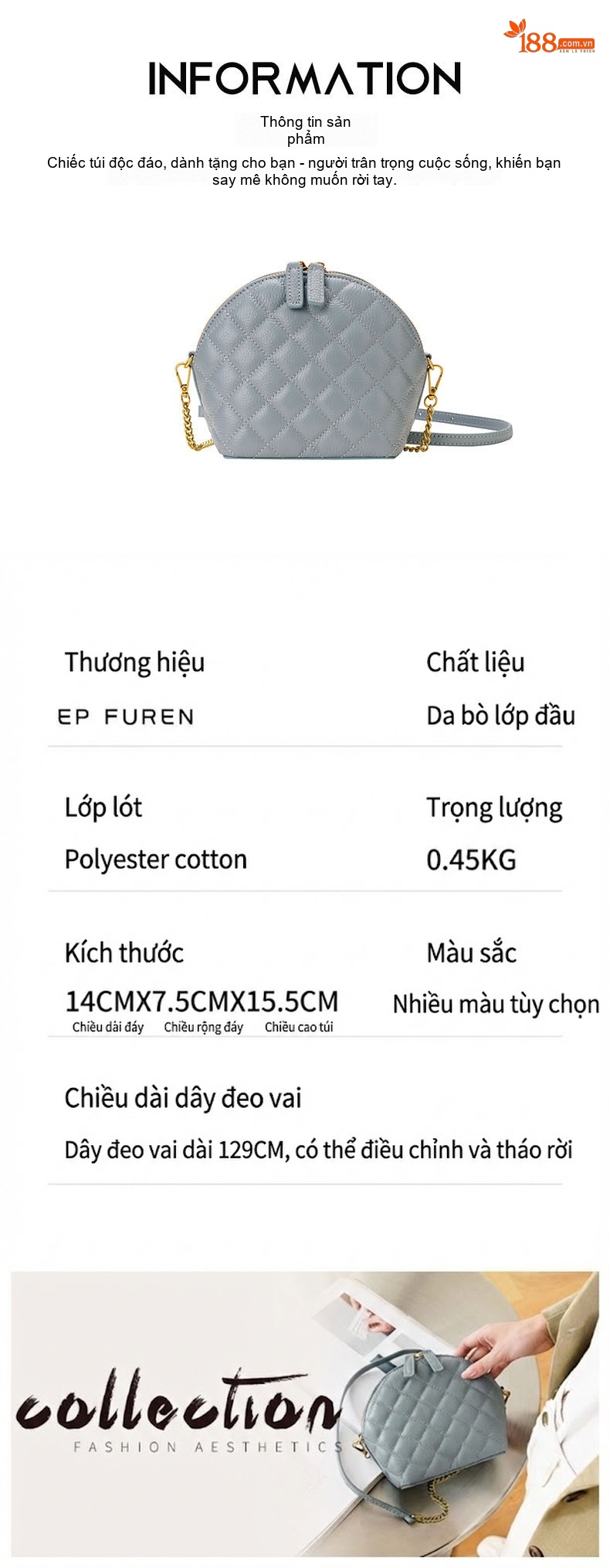 Túi Đeo Chéo Nữ Da Bò Họa Tiết Trám Quả Trám Dây Xích Phong Cách Tiểu Thư Màu Xanh, Đỏ, Đen, Xanh Lá... chi tiết 3