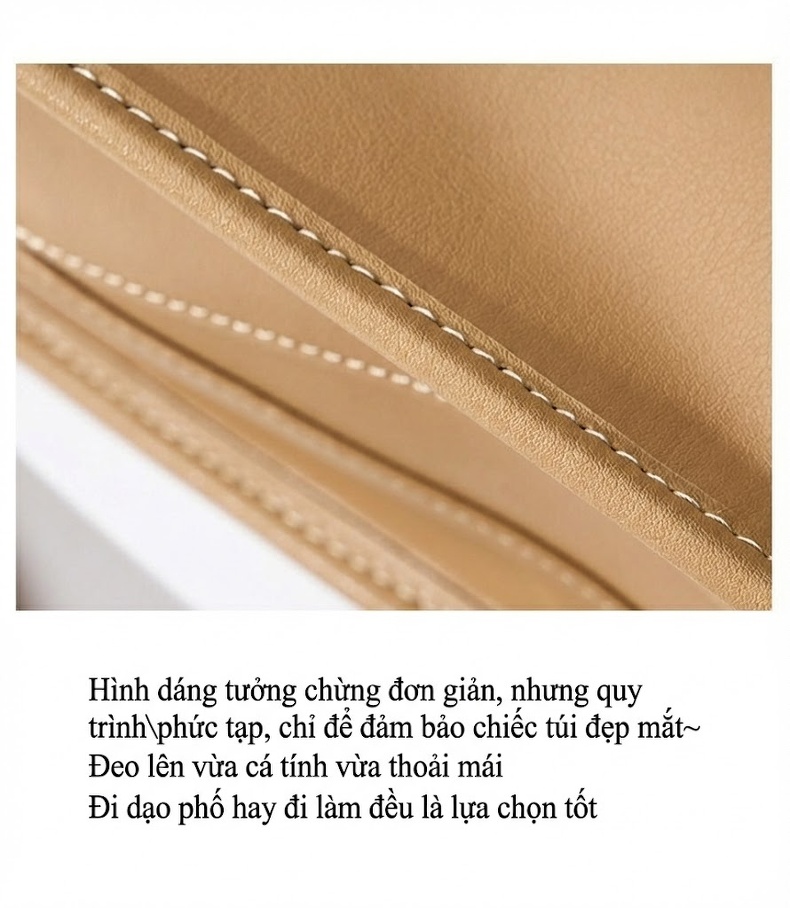 Túi Đeo Chéo Nữ Da Bò Kiểu Dáng Pillow Cao Cấp Màu Nâu chi tiết 21