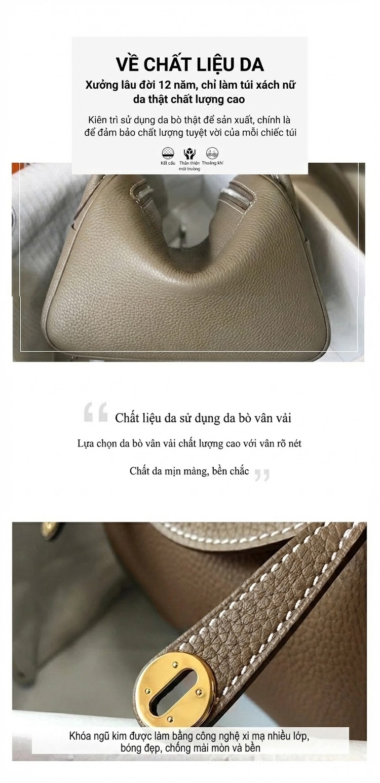 Túi Đeo Chéo Nữ Da Bò Lindy Mini Đeo Vai Màu Đen, Trắng, Xám, Nâu chi tiết 5