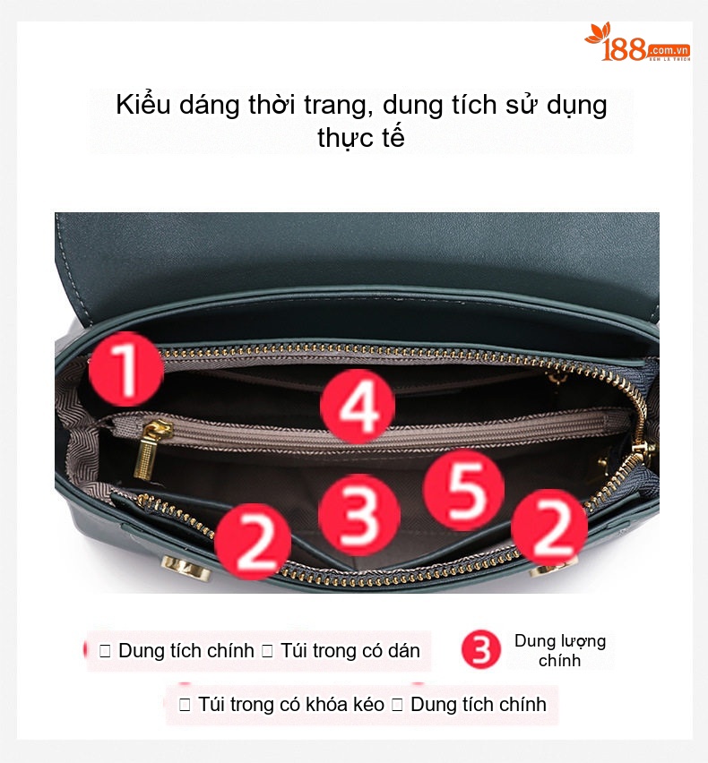 Túi Đeo Chéo Nữ Da Bò Mềm Mại Thời Trang Màu Xanh Dương chi tiết 7