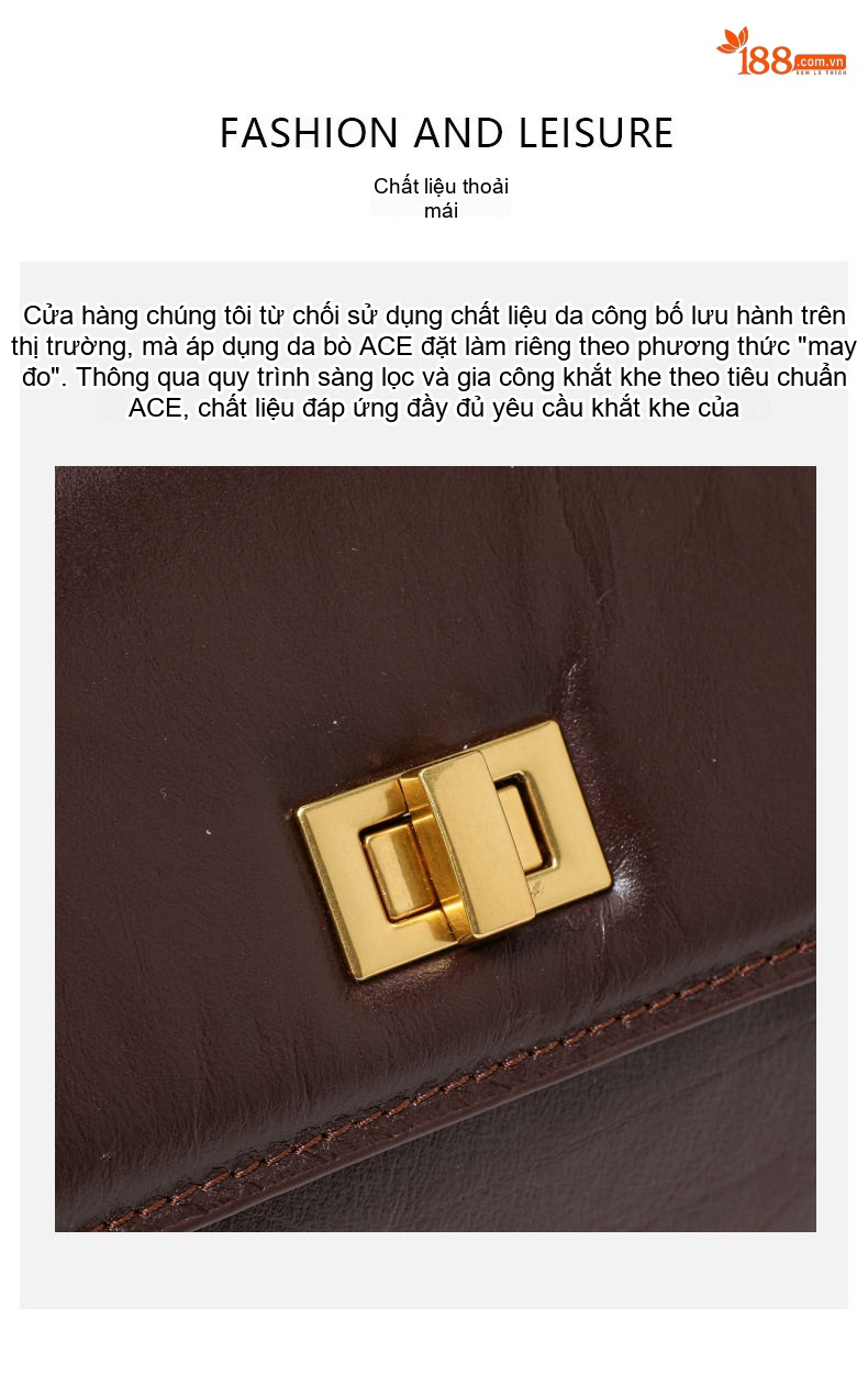 Túi Đeo Chéo Nữ Da Bò Mini Thời Trang Màu Mocha chi tiết 5