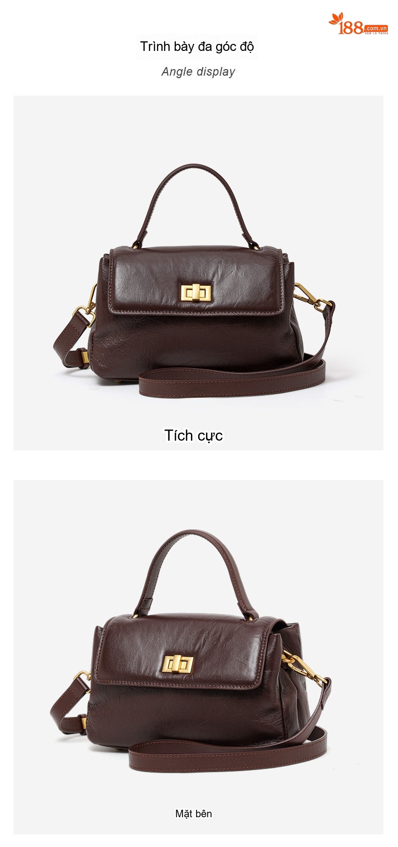 Túi Đeo Chéo Nữ Da Bò Mini Thời Trang Màu Mocha chi tiết 6
