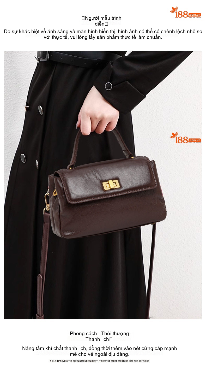 Túi Đeo Chéo Nữ Da Bò Mini Thời Trang Màu Mocha chi tiết 1