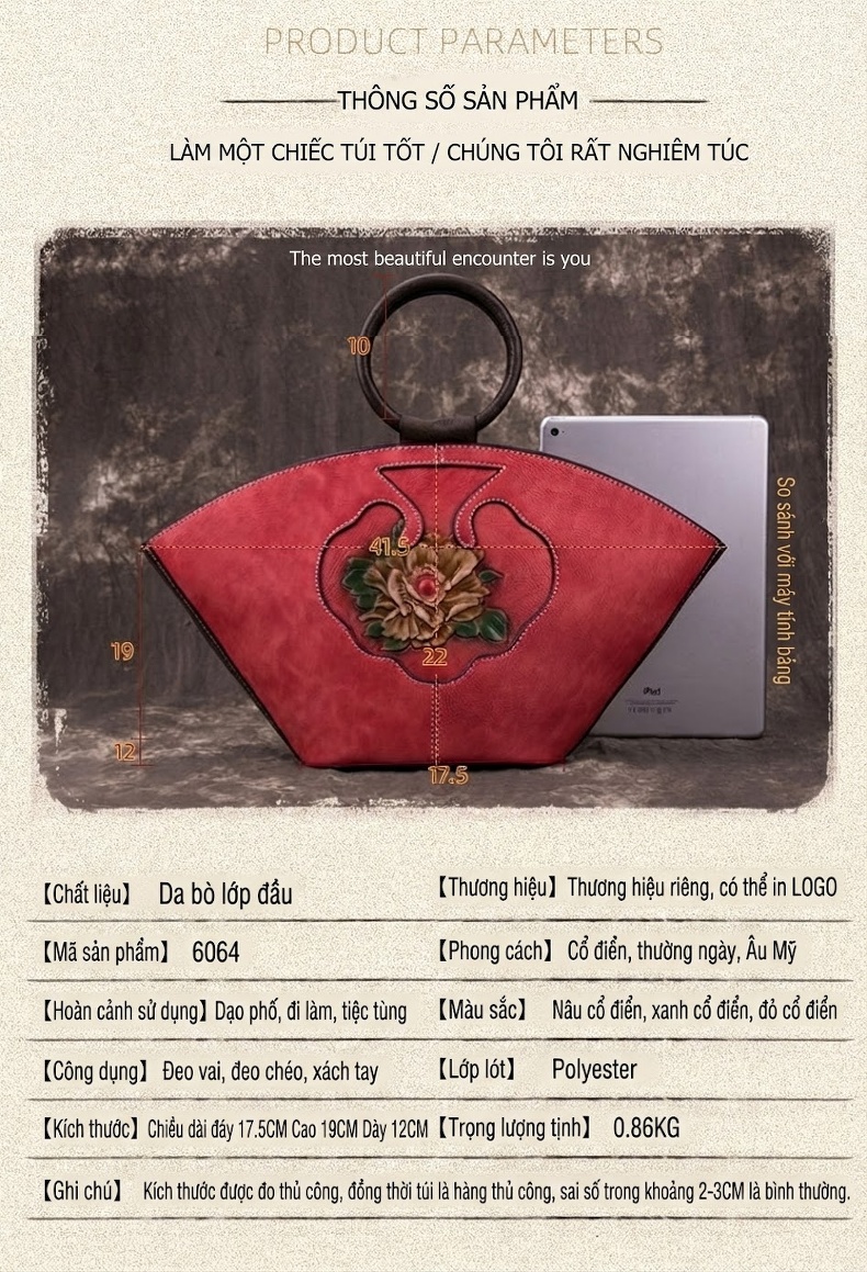 Túi Đeo Chéo Nữ Da Bò Mini Vintage Cá Tính chi tiết 4