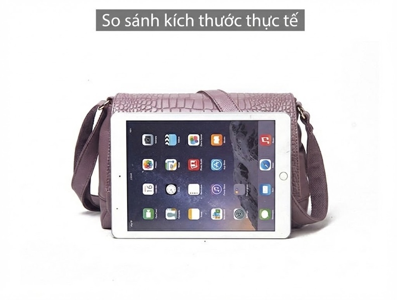 Túi Đeo Chéo Nữ Da Bò Nhiều Ngăn Phong Cách Thời Trang Màu Đen, Khoai Môn chi tiết 5