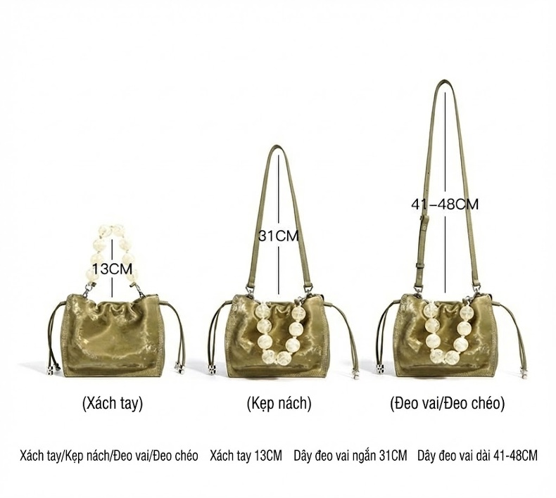 Túi Đeo Chéo Nữ Da Bò Phong Cách Trung Hoa Hiện Đại, Túi Xách Tay Mini Màu Xanh Lá chi tiết 12