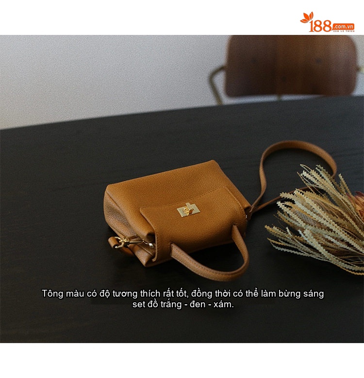Túi Đeo Chéo Nữ Da Bò Thật Kiểu Retro Mini Đựng Điện Thoại Màu Nâu, Xanh chi tiết 12