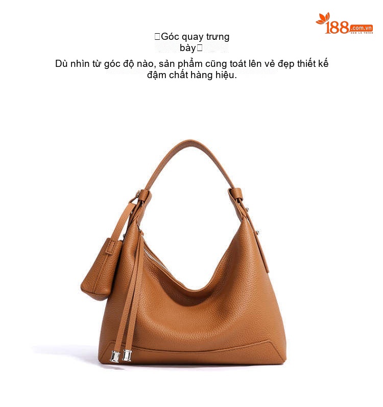 Túi Đeo Chéo Nữ Da Bò Thật Sức Chứa Lớn Phong Cách Casual Màu Nâu, Đen chi tiết 18