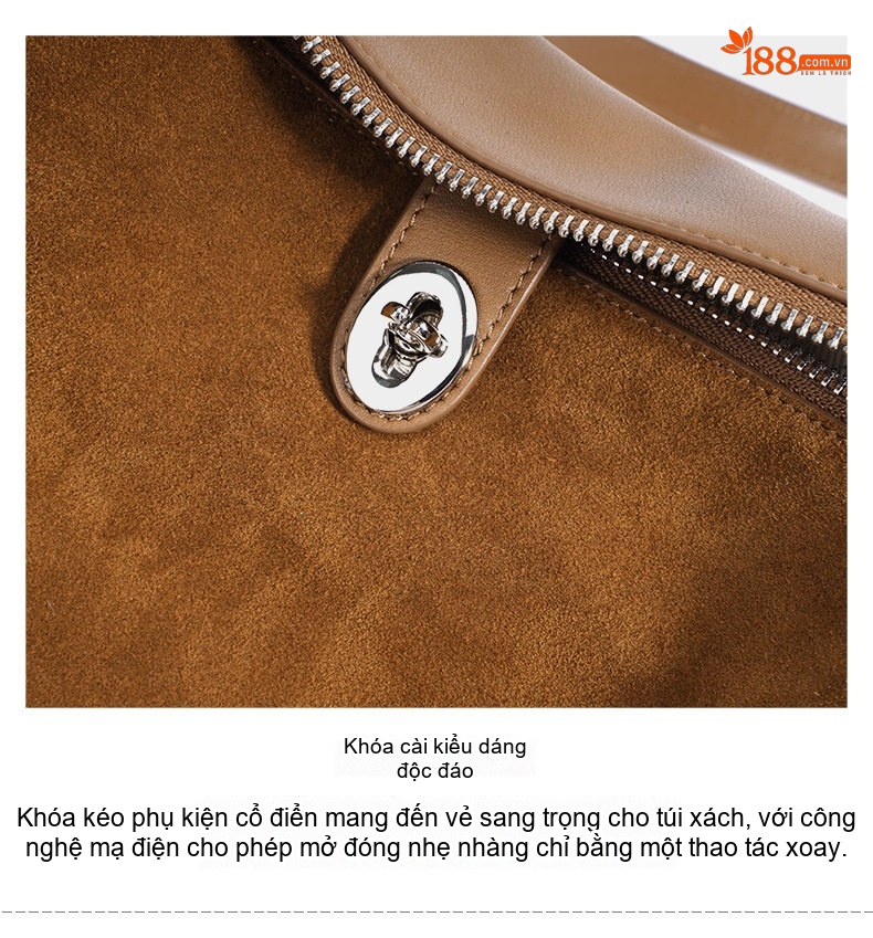 Túi Đeo Chéo Nữ Da Bò Thật Thiết Kế Nhỏ Gọn Cao Cấp Màu Nâu, Đỏ Rượu Vang chi tiết 13