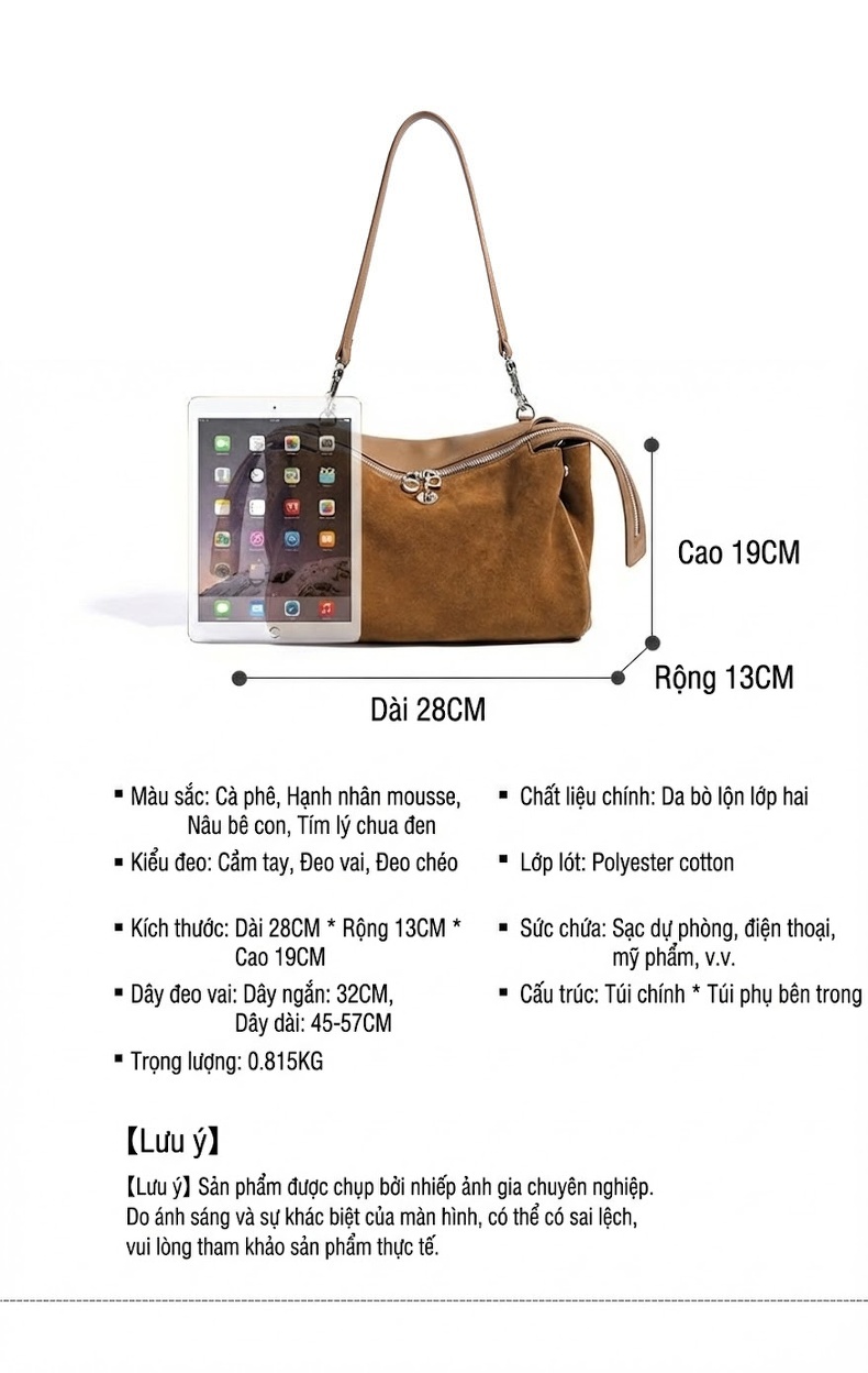 Túi Đeo Chéo Nữ Da Bò Thật Thiết Kế Nhỏ Gọn Cao Cấp Màu Nâu, Đỏ Rượu Vang chi tiết 8