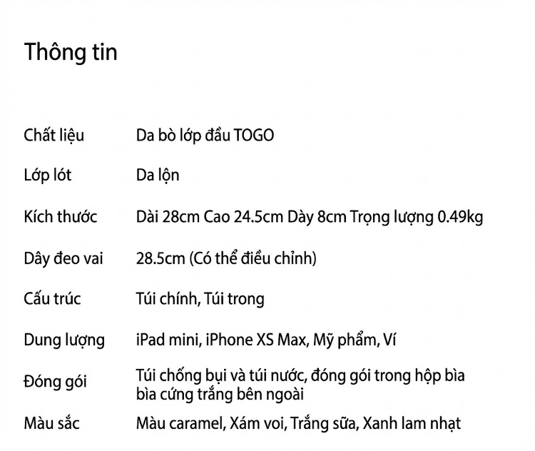 Túi Đeo Chéo Nữ Da Bò Thiết Kế Mã Yên Phong Cách Nhẹ Nhàng Màu Caramel, Xám Voi, Trắng Milkshake, Xanh Chàm... chi tiết 4